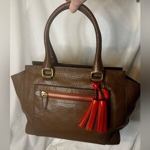 COACH Legacy Pebbled Leather Medium Candace Carryall- Brown w/bold accents-EUC